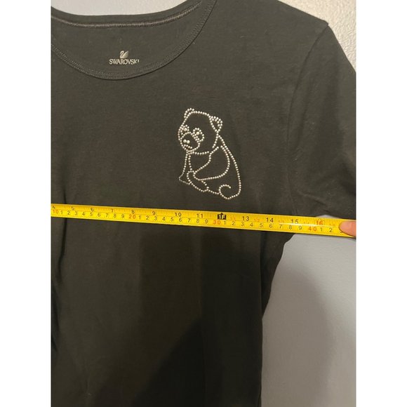 Swarovski Embossed Panda Bear Women's‎ Black Short Sleeve Tee Size Large Cotton - Picture 4 of 6